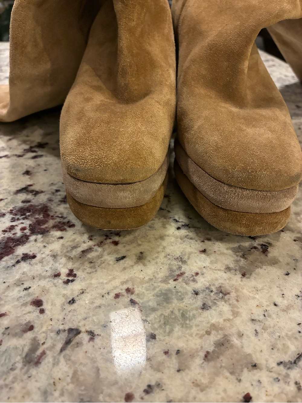 Tory Burch Suede Knee-High Platform Boots - Tan - Picture 6 of 9